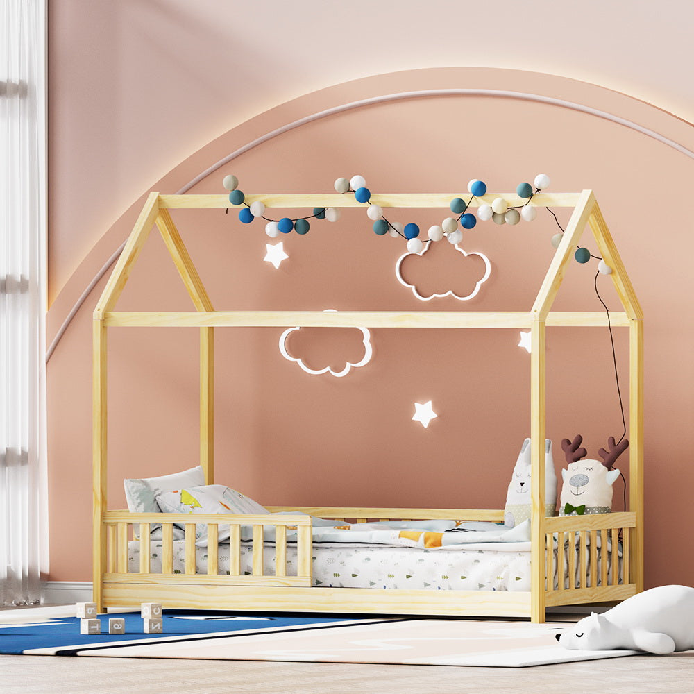 Scandinavian timber kids bed in a modern children's bedroom