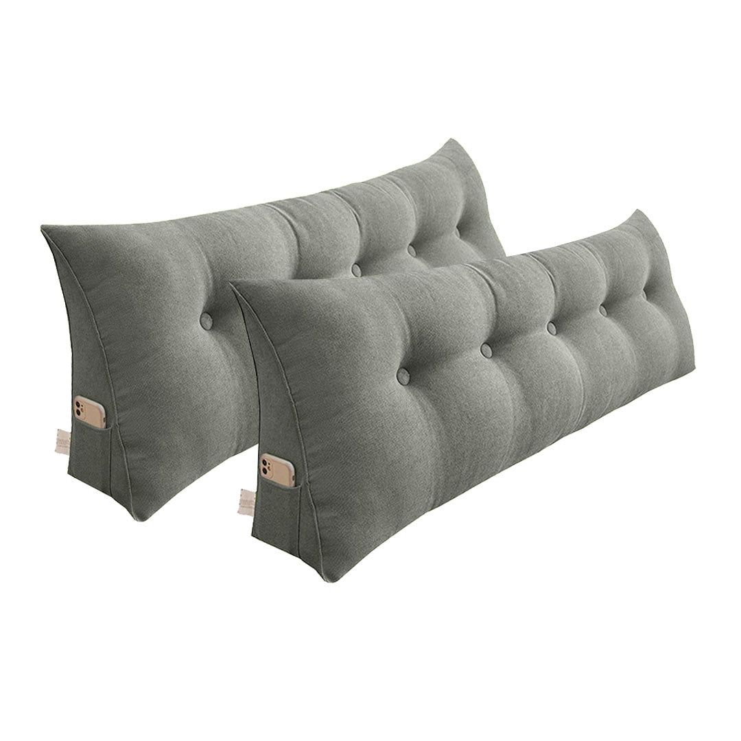 NNEAGS 2X 150cm Grey Triangular Wedge Bed Pillow Headboard Backrest Bedside Tatami Cushion Home Decor