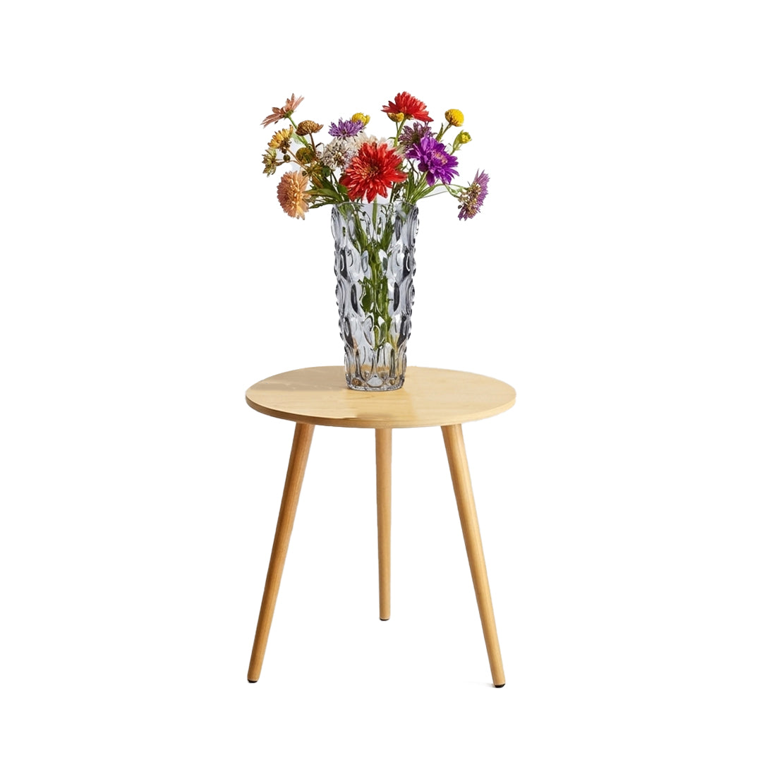 SOGA Home & Living Bundle – Walnut Side Coffee Table & Grey Glass Vase for Modern Home Decor