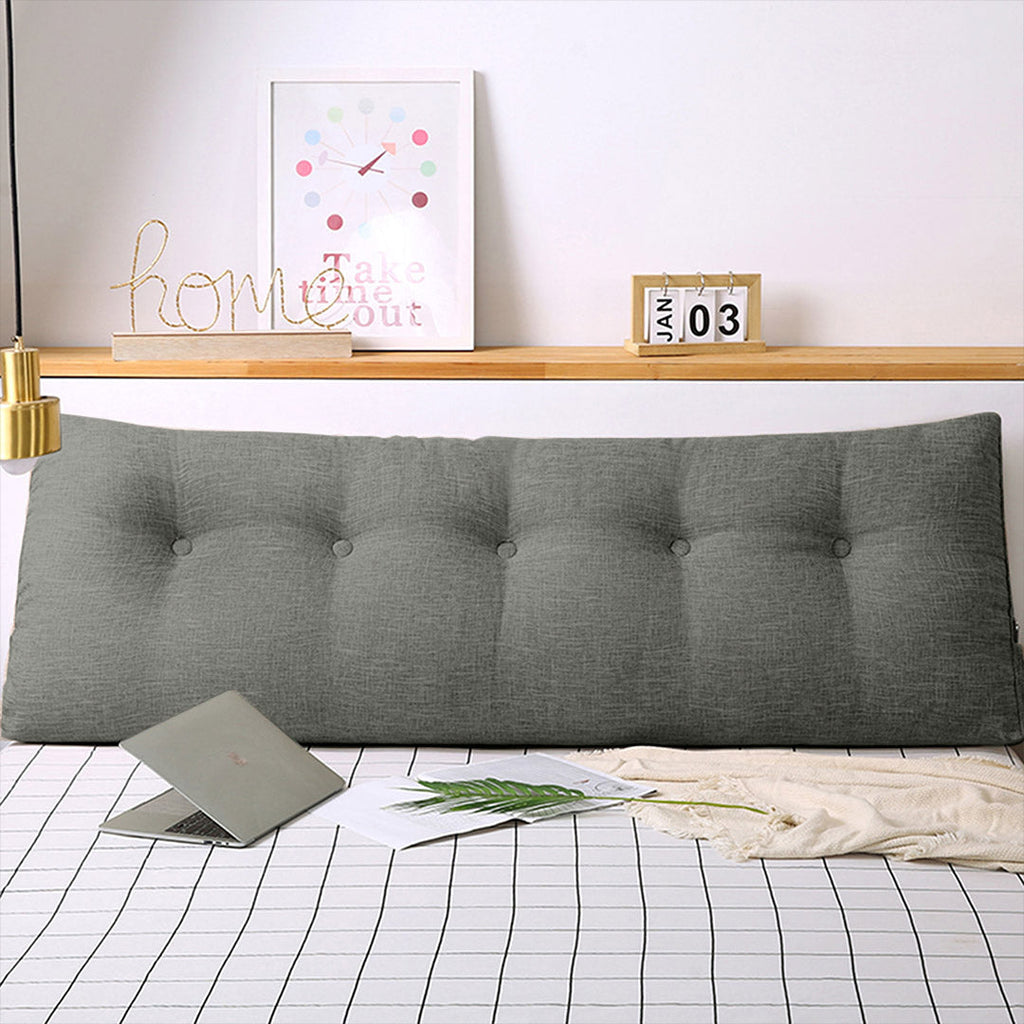 NNEAGS 2X 150cm Grey Triangular Wedge Bed Pillow Headboard Backrest Bedside Tatami Cushion Home Decor