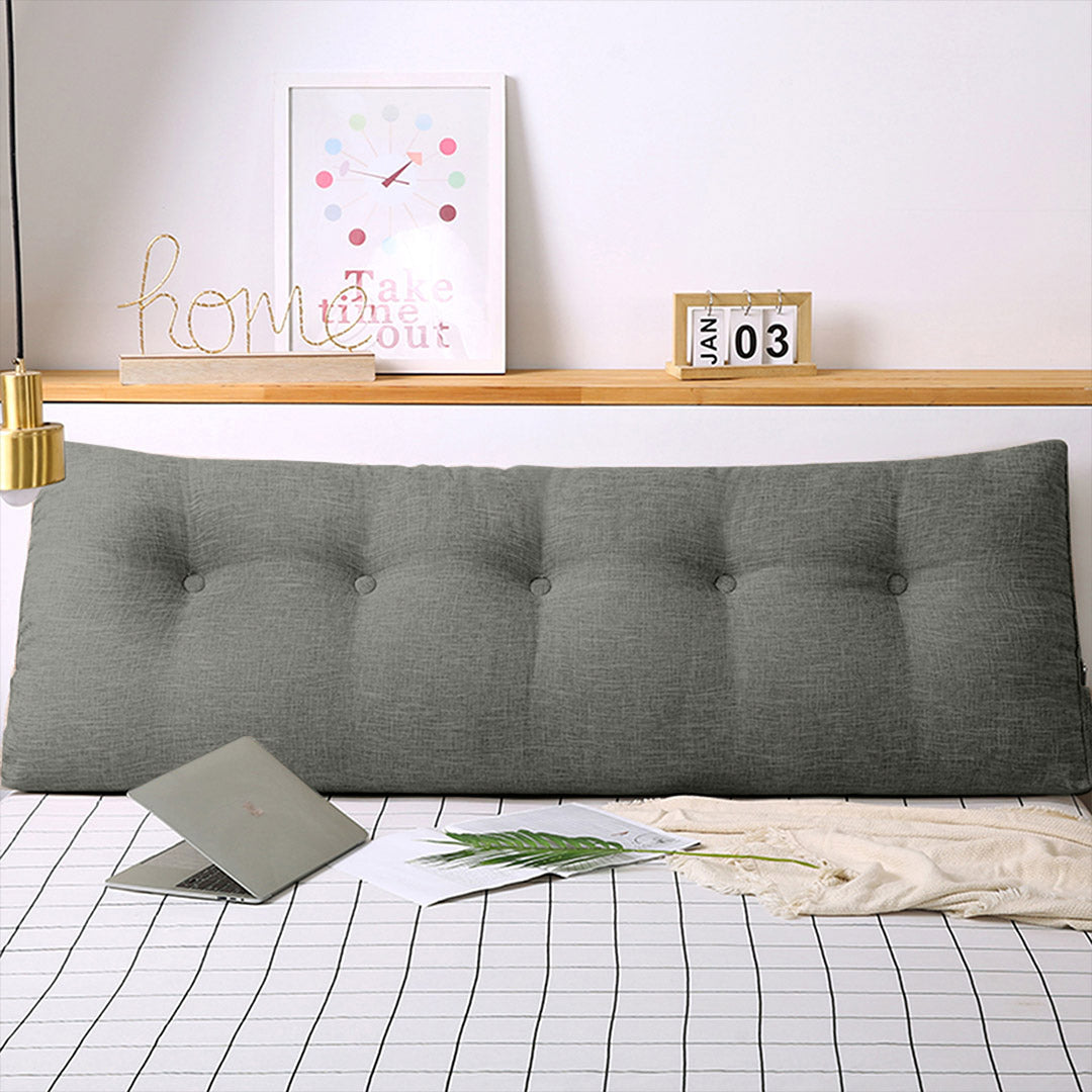 NNEAGS 2X 150cm Grey Triangular Wedge Bed Pillow Headboard Backrest Bedside Tatami Cushion Home Decor