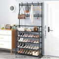 NNETM Stainless Steel Coat & Shoe Rack (8-Hook 4-Tier)