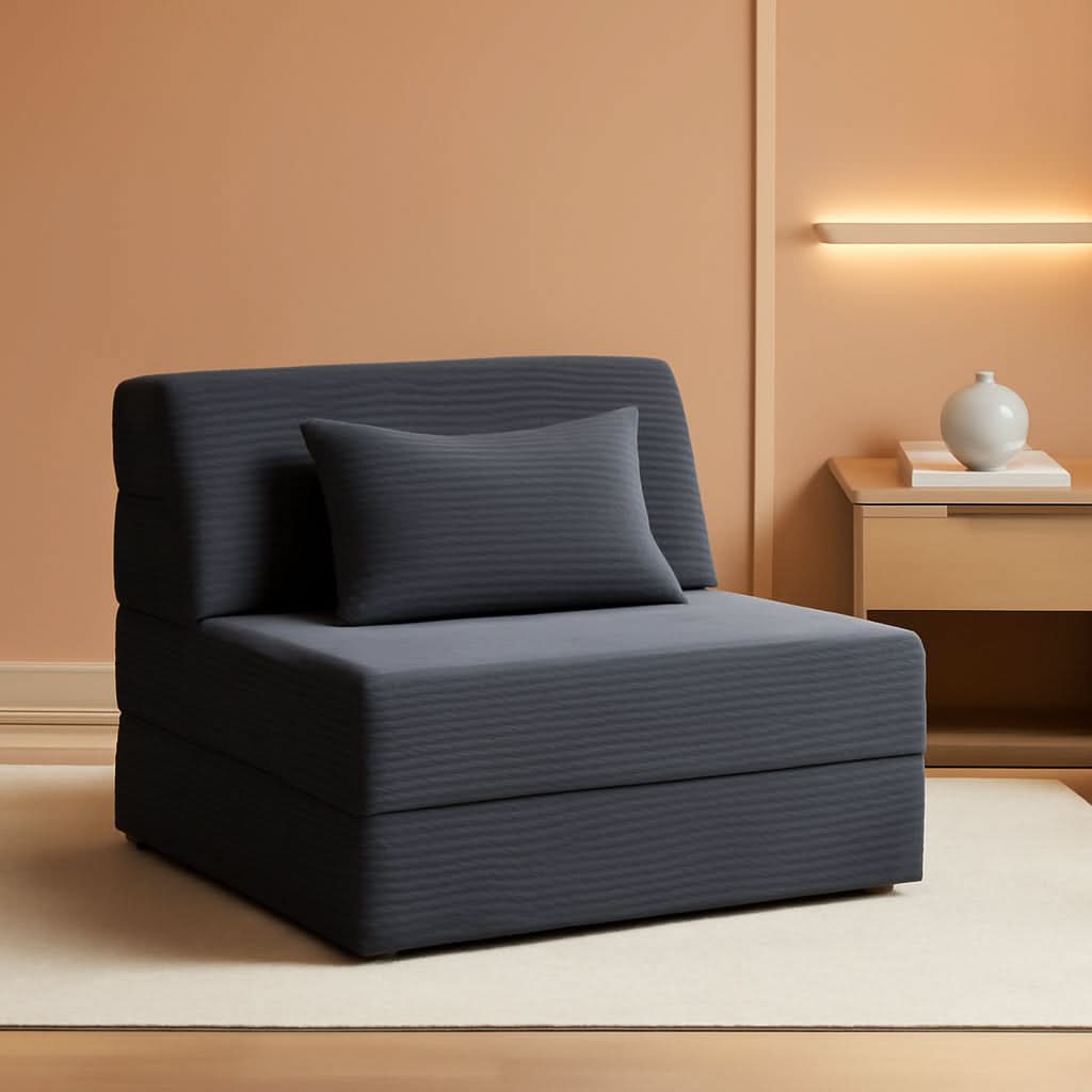 Convertible Memory Foam Sofa Bed with Washable Cover (Dark Grey)