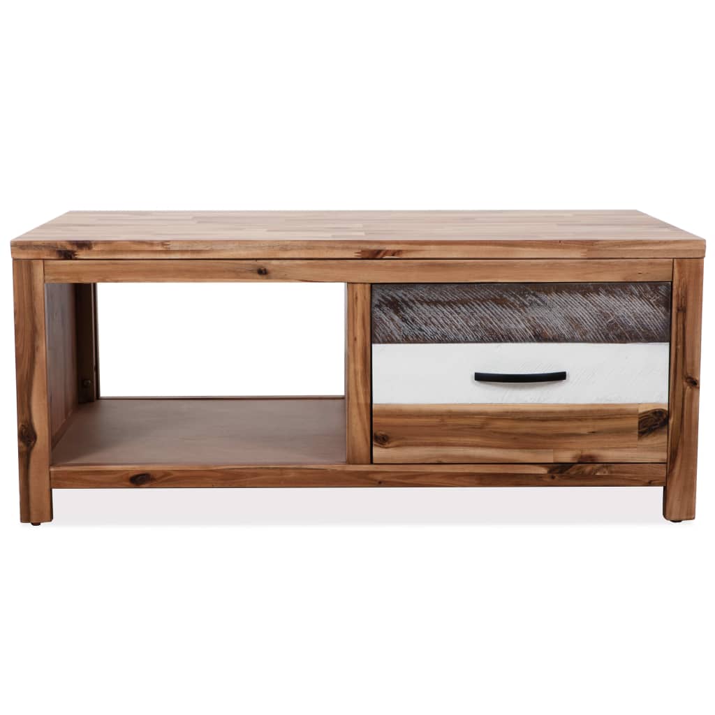 NNEVL Coffee Table Solid Acacia Wood 90x50x37.5 cm