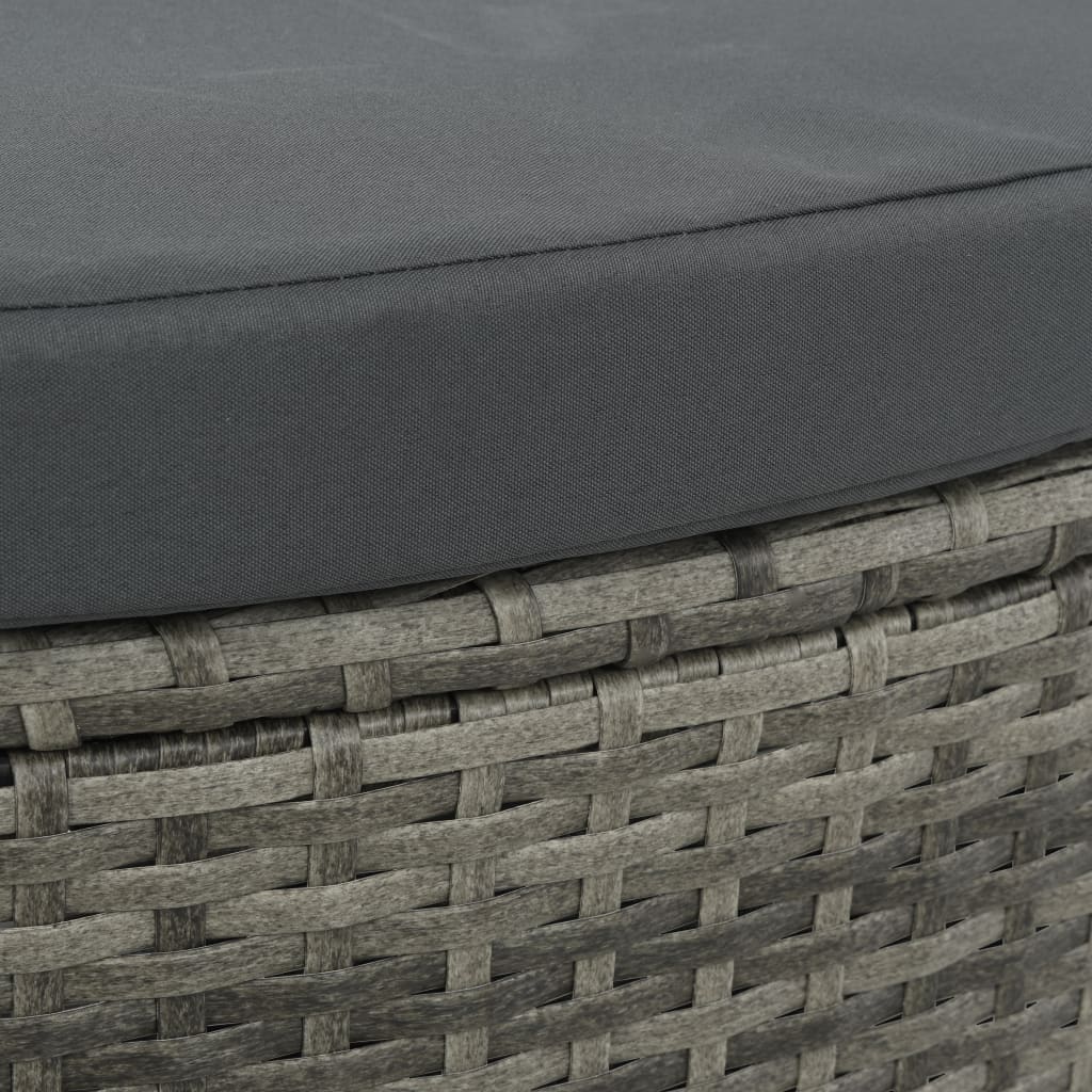NNEVL 2 Seater Garden Sofa with Cushions and Parasol Grey Poly Rattan