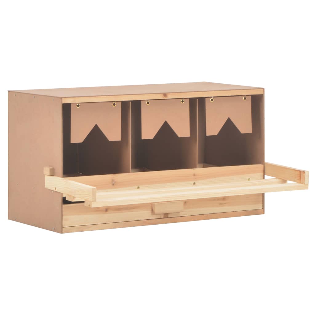 NNEVL Chicken Laying Nest 3 Compartments 72x33x38 cm Solid Pine Wood