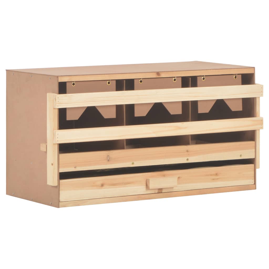 NNEVL Chicken Laying Nest 3 Compartments 72x33x38 cm Solid Pine Wood