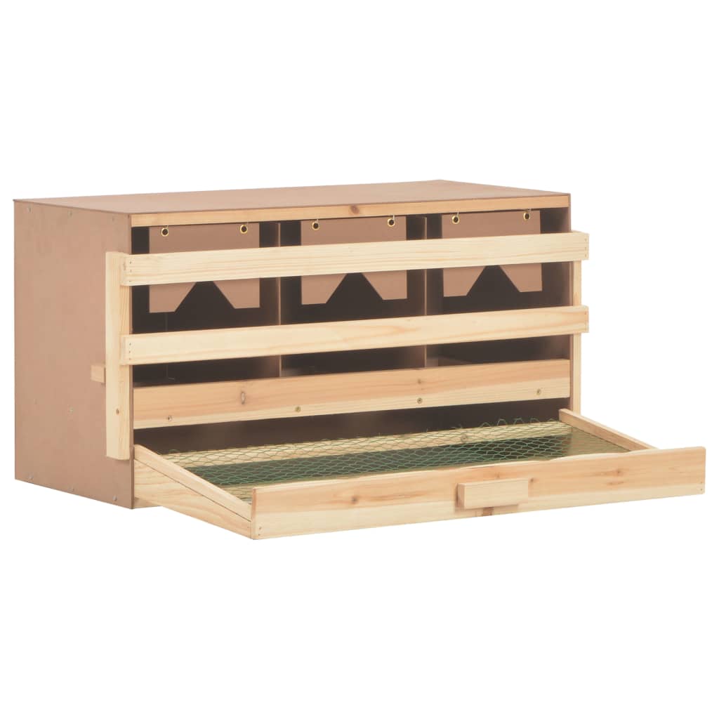 NNEVL Chicken Laying Nest 3 Compartments 72x33x38 cm Solid Pine Wood