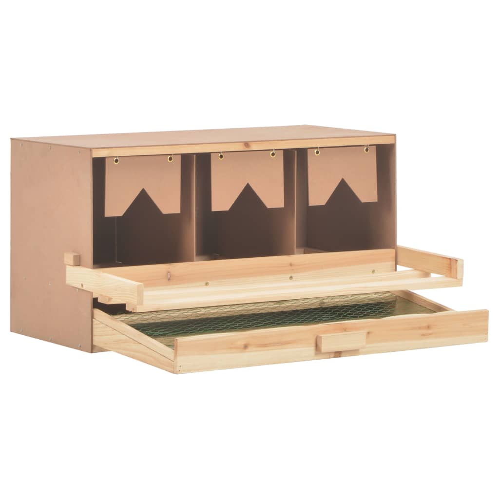 NNEVL Chicken Laying Nest 3 Compartments 72x33x38 cm Solid Pine Wood