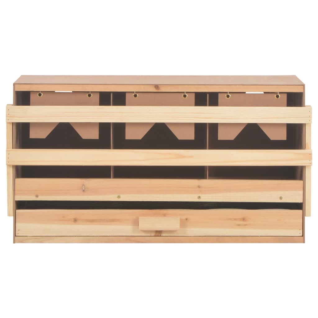 NNEVL Chicken Laying Nest 3 Compartments 72x33x38 cm Solid Pine Wood