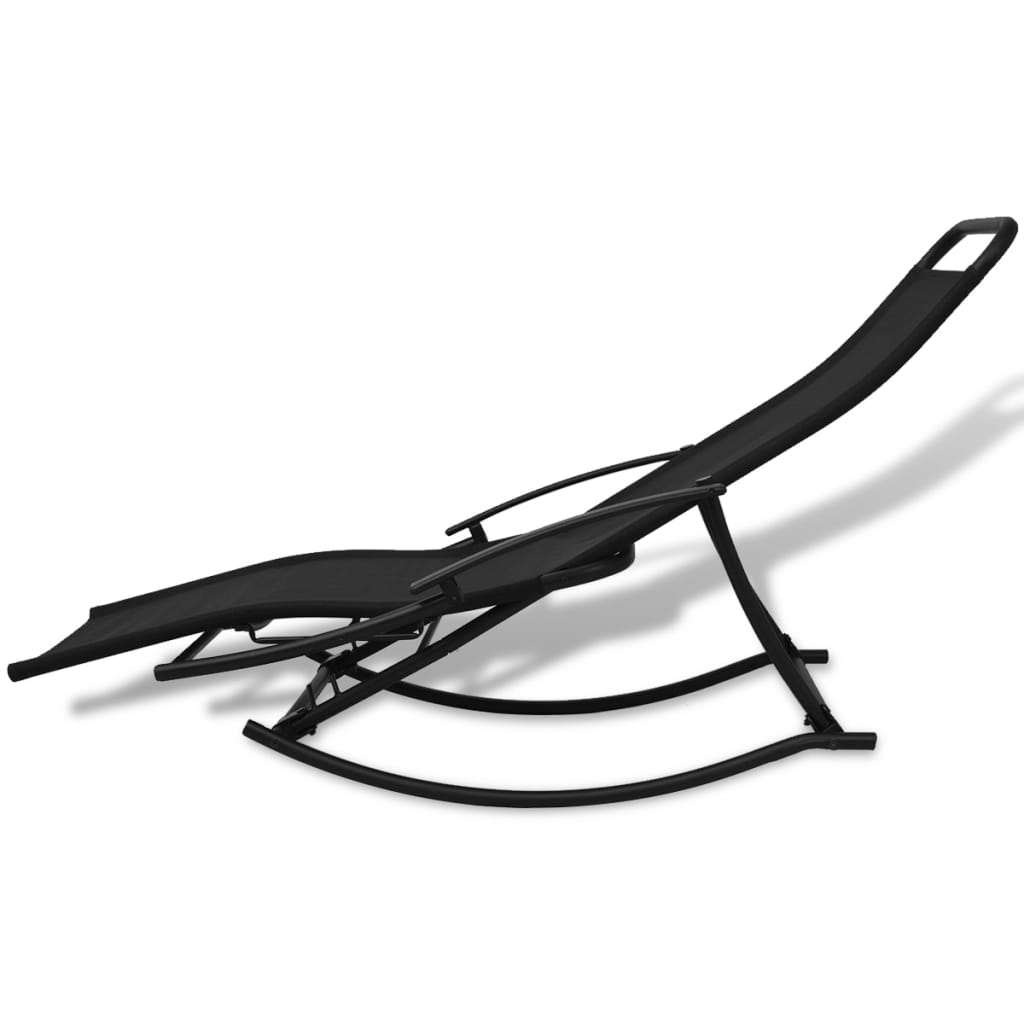 Garden Rocking Chair Steel and Textile (Black)