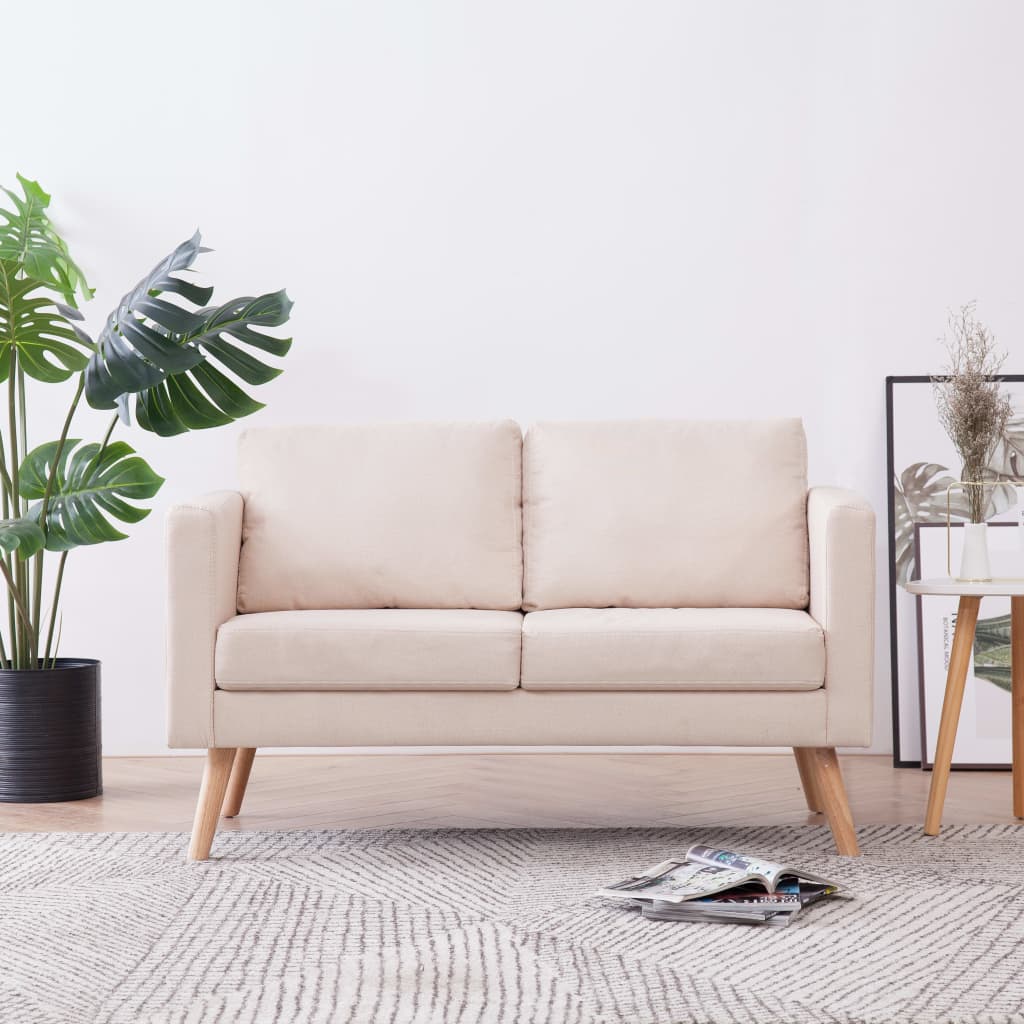 2-Seater Fabric Sofa (Cream)