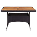 NNEVL Outdoor Dining Table Black Poly Rattan and Solid Acacia Wood
