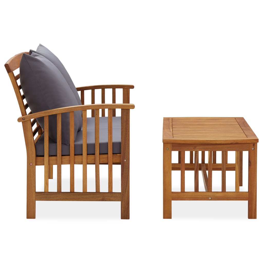 NNEVL 2 Piece Garden Lounge Set with Cushions Solid Acacia Wood