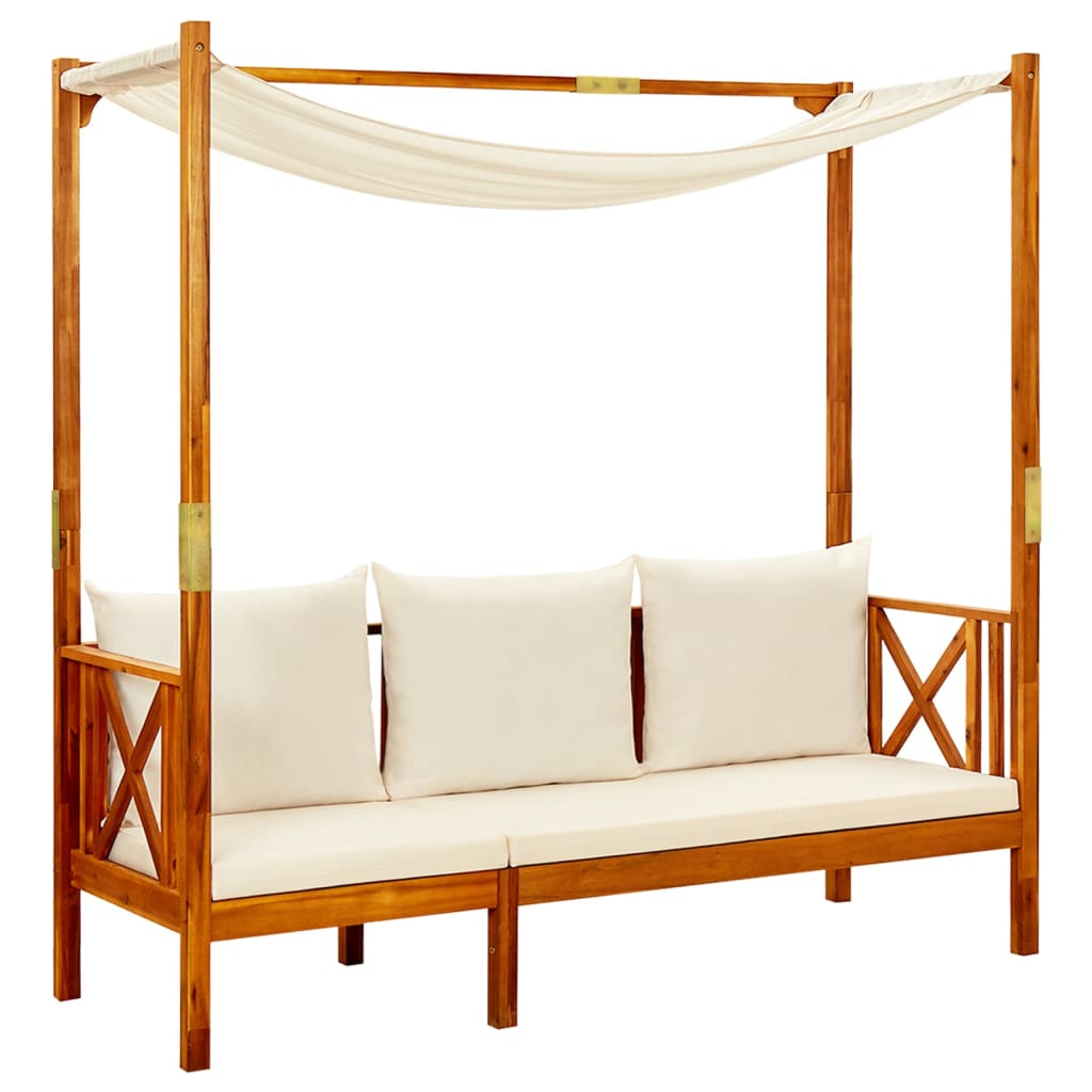 NNEVL Garden Bench with Canopy Solid Acacia Wood