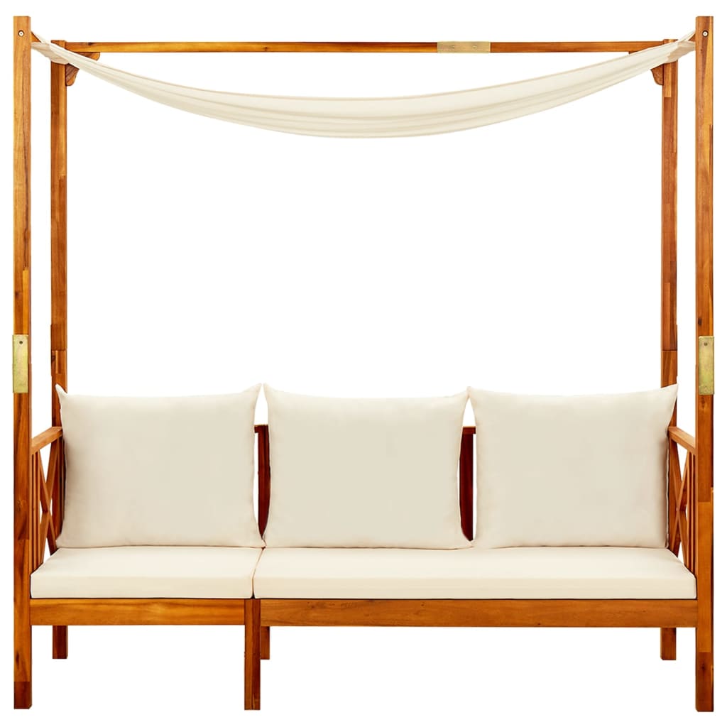 NNEVL Garden Bench with Canopy Solid Acacia Wood