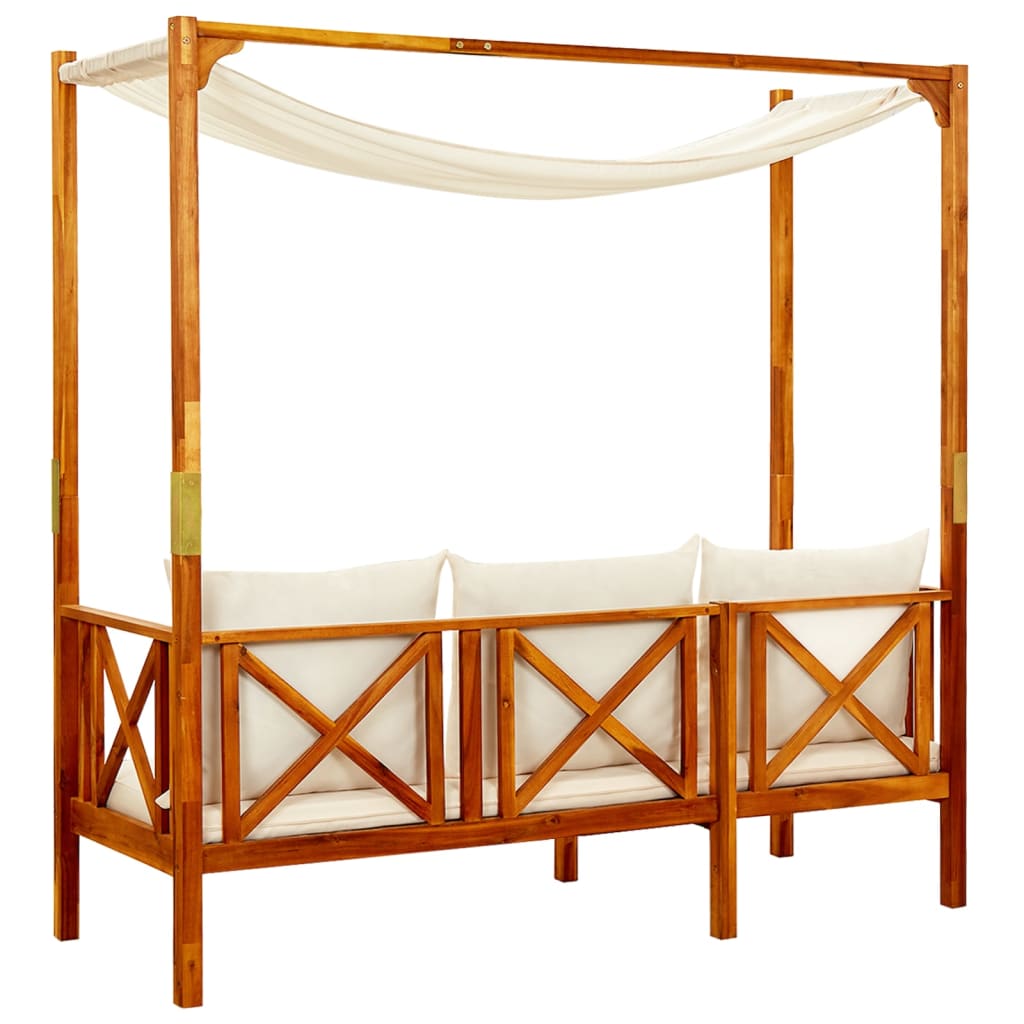 NNEVL Garden Bench with Canopy Solid Acacia Wood