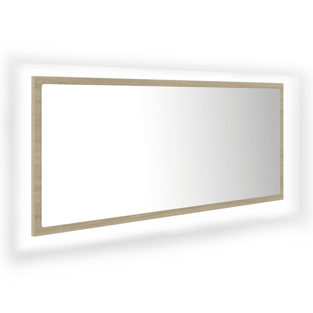 NNEVL LED Bathroom Mirror Sonoma Oak 100x8.5x37 cm Chipboard