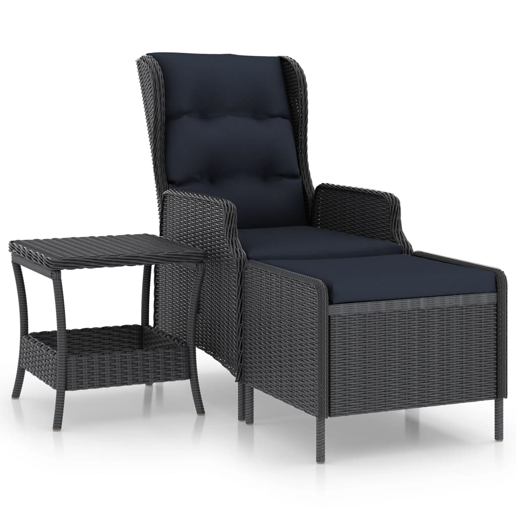 NNEVL 2 Piece Garden Lounge Set with Cushions Poly Rattan Dark Grey