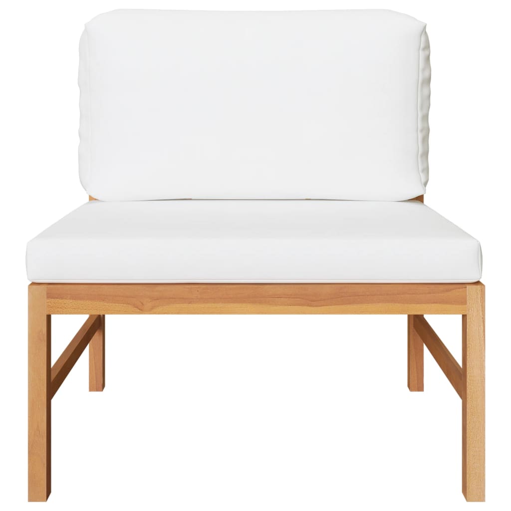 NNEVL 2 Piece Garden Lounge Set with Cream Cushions Teak Wood