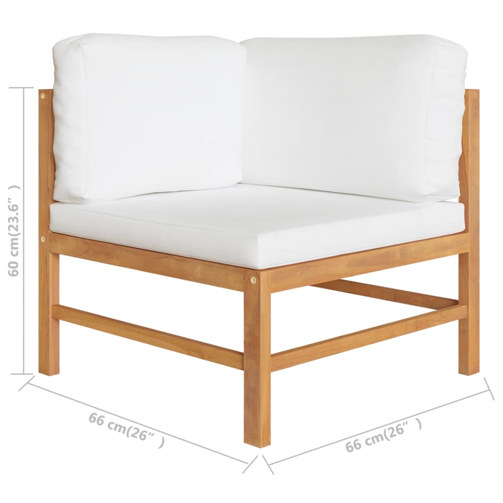 NNEVL 2 Piece Garden Lounge Set with Cream Cushions Teak Wood