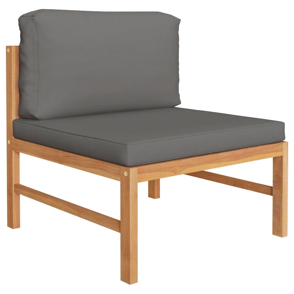 NNEVL 3 Piece Garden Lounge Set with Dark Grey Cushions Teak Wood