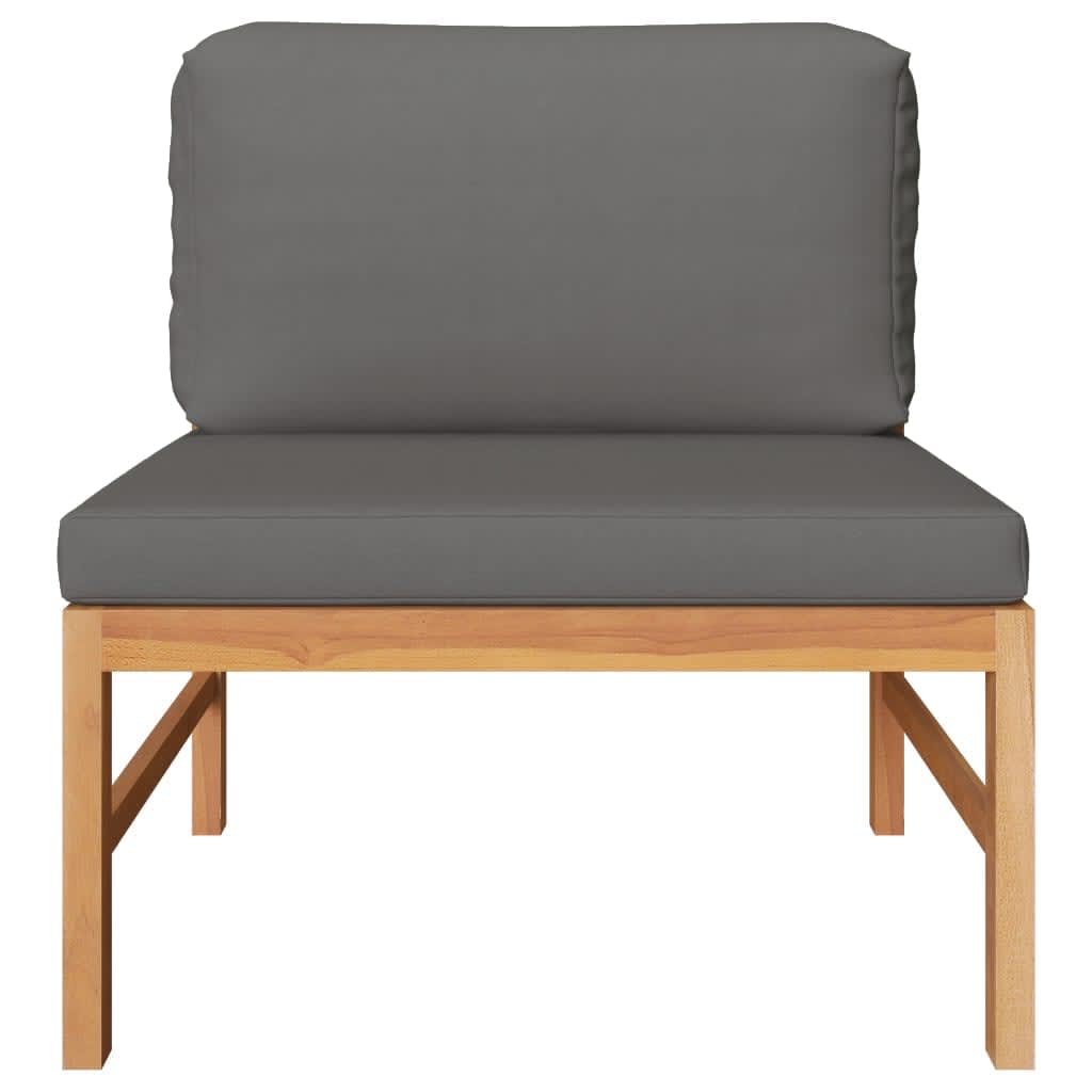 NNEVL 3 Piece Garden Lounge Set with Dark Grey Cushions Teak Wood