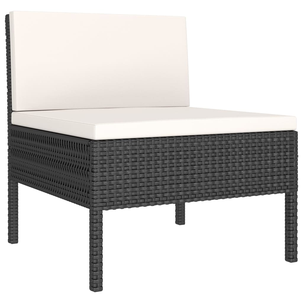 NNEVL 9 Piece Garden Lounge Set with Cushions Poly Rattan Black