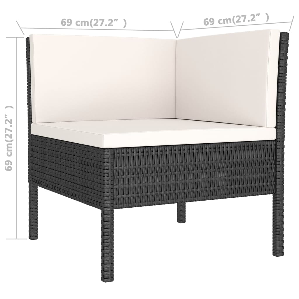 NNEVL 9 Piece Garden Lounge Set with Cushions Poly Rattan Black