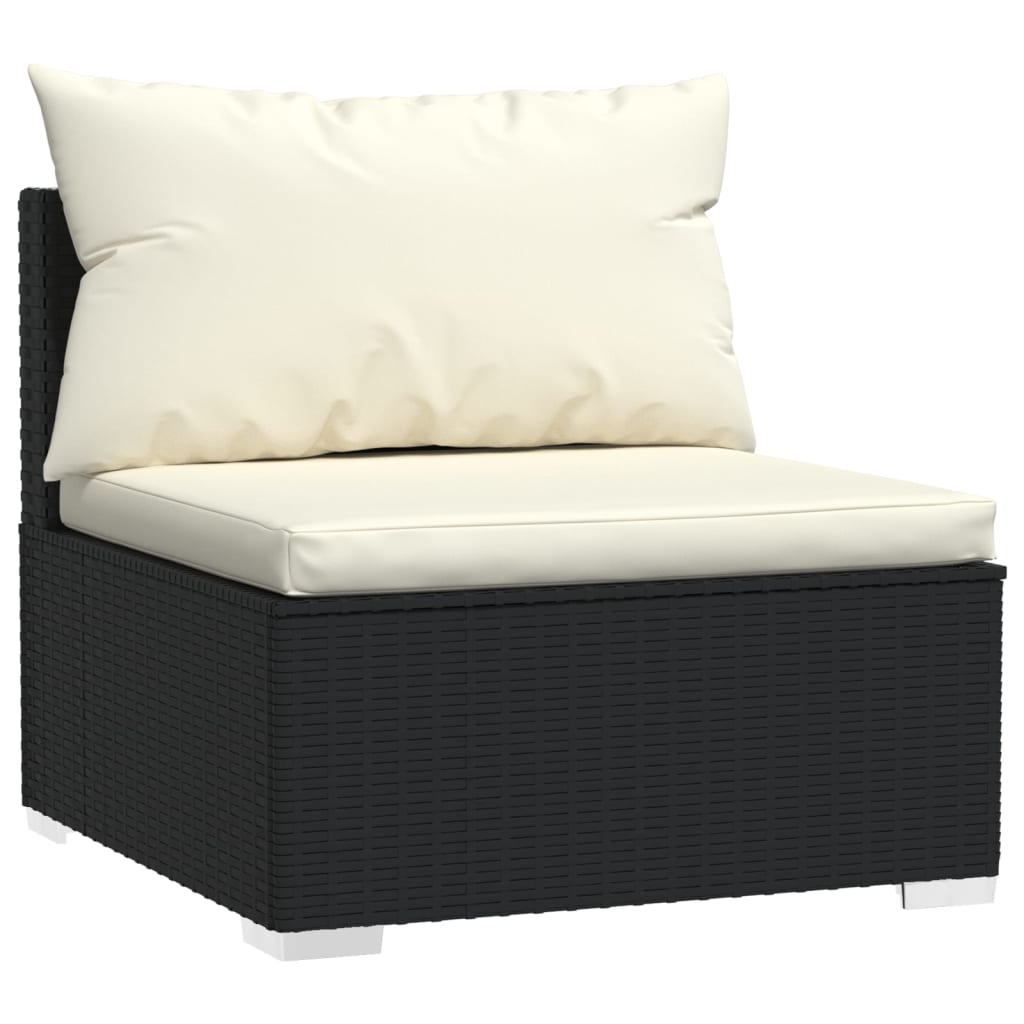 NNEVL 10 Piece Garden Lounge Set with Cushions Black Poly Rattan
