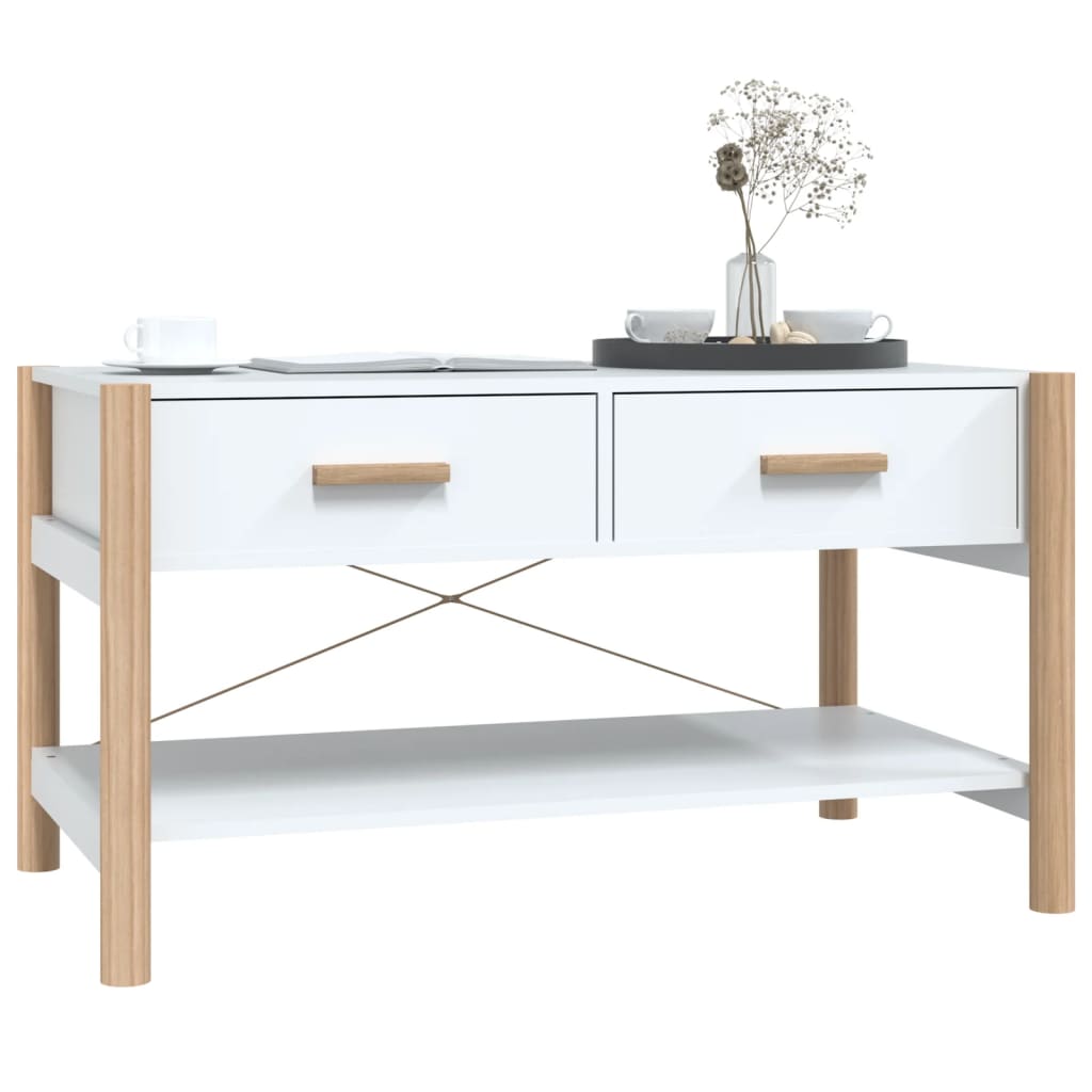 NNEVL Coffee Table White 82x48x45 cm Engineered Wood