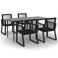 NNEVL 5 Piece Garden Dining Set Black PVC Rattan