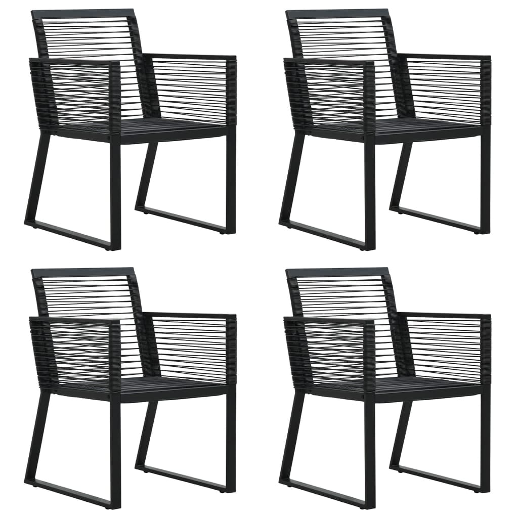 NNEVL 5 Piece Garden Dining Set Black PVC Rattan