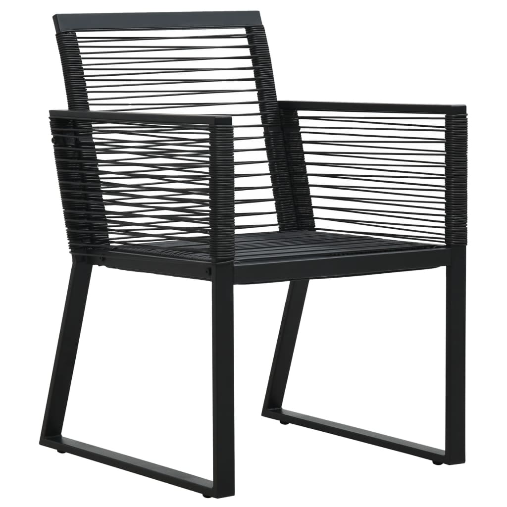 NNEVL 5 Piece Garden Dining Set Black PVC Rattan