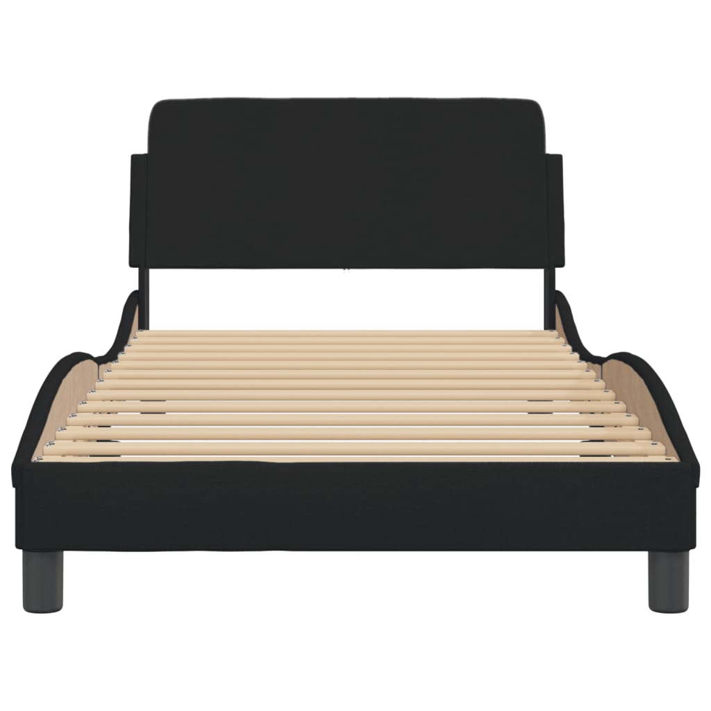 NNEVL Bed Frame with Headboard Black 107x203 cm Fabric