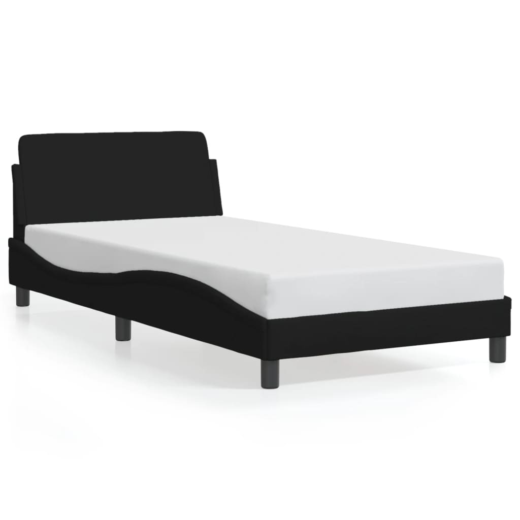 NNEVL Bed Frame with Headboard Black 107x203 cm Fabric
