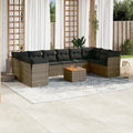 NNEVL 11 Piece Garden Sofa Set with Cushions Grey Poly Rattan