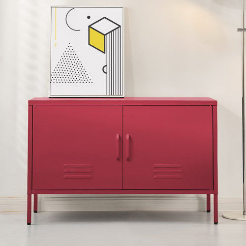 Pink Artiss buffet sideboard metal cabinet with sleek design and sturdy metal construction, ideal for modern storage solutions.