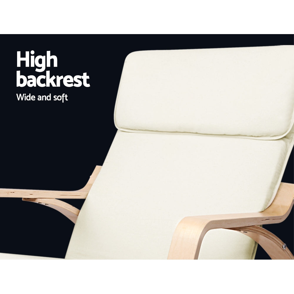 Artiss Rocking Armchair with Footstool (Beige)