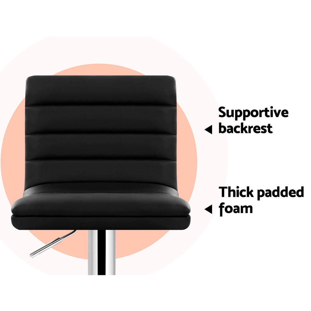 NNEDSZ Set of 4 PU Leather Lined Pattern Bar Stools- Black and Chrome