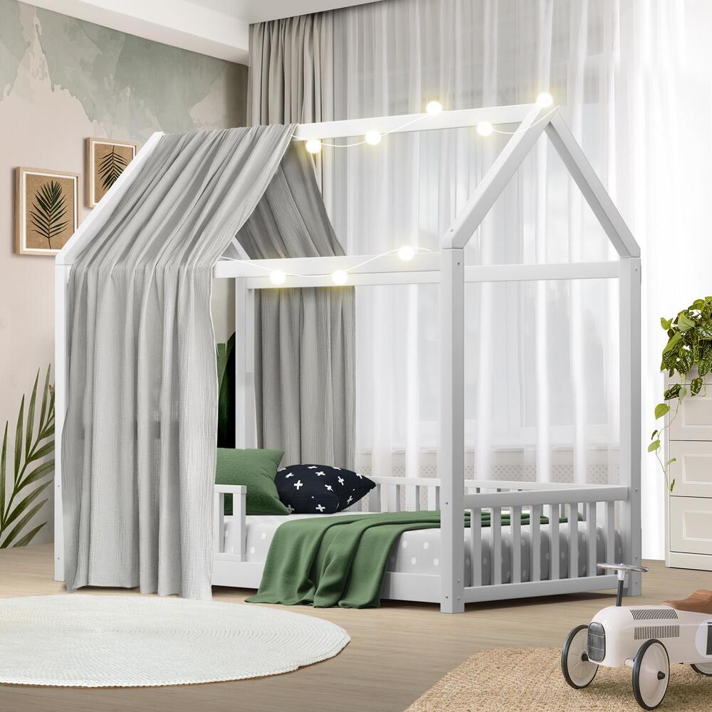 NNEED Bed Frame Kids Wooden Single House Style