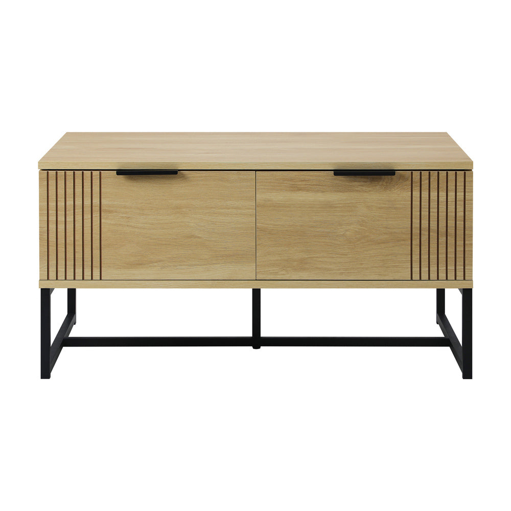 NNEED Coffee Table with Storage Drawers Wooden Natural