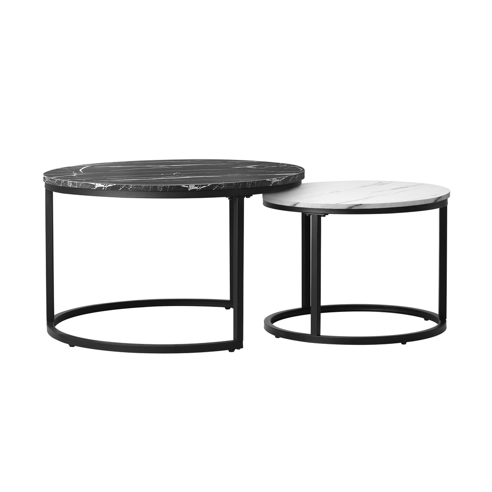 NNEED Nesting Coffee Table Round Marble Black&White