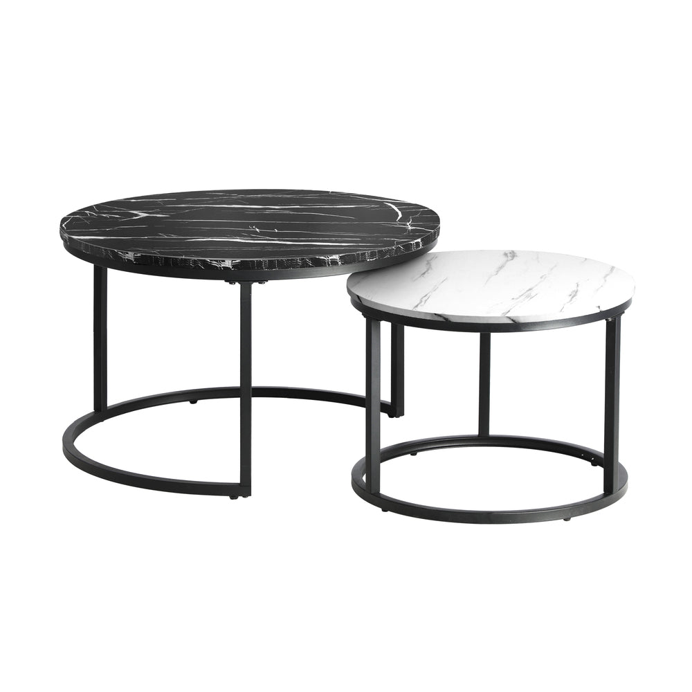 NNEED Nesting Coffee Table Round Marble Black&White