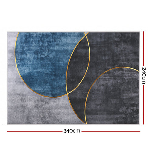 Large geometric washable floor rug by DropshipZone, 240x340cm, modern design in gray for home and garden decor.