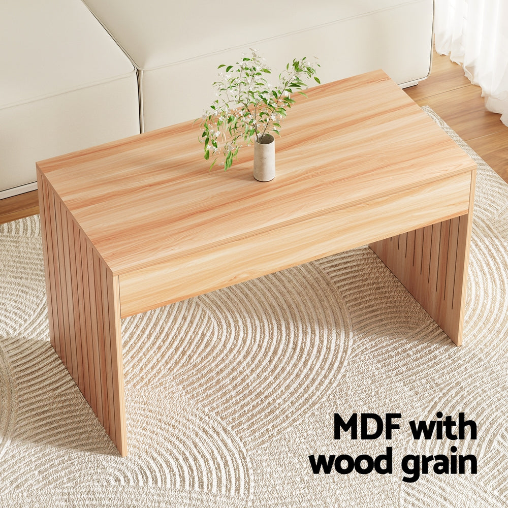 NNEDSZ Artiss Coffee Table Rectangle Fluted Side 100CM