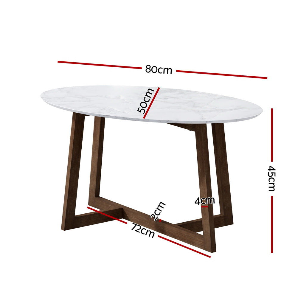 NNEDSZ Artiss Coffee Table Oval Marble Effect