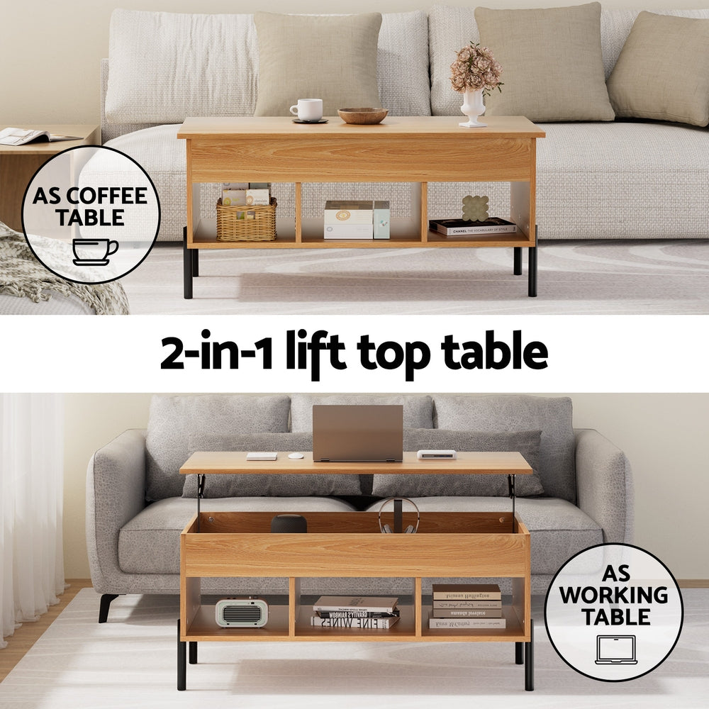 NNEDSZ Artiss Coffee Table Lift-top Oak