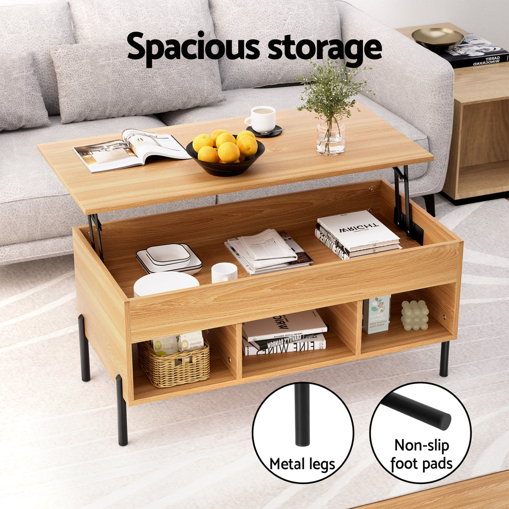 NNEDSZ Artiss Coffee Table Lift-top Oak