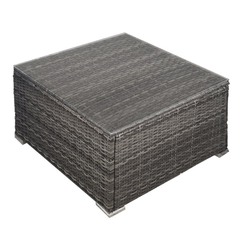 NNEMB 1 Piece Outdoor Wicker Coffee Table-Grey
